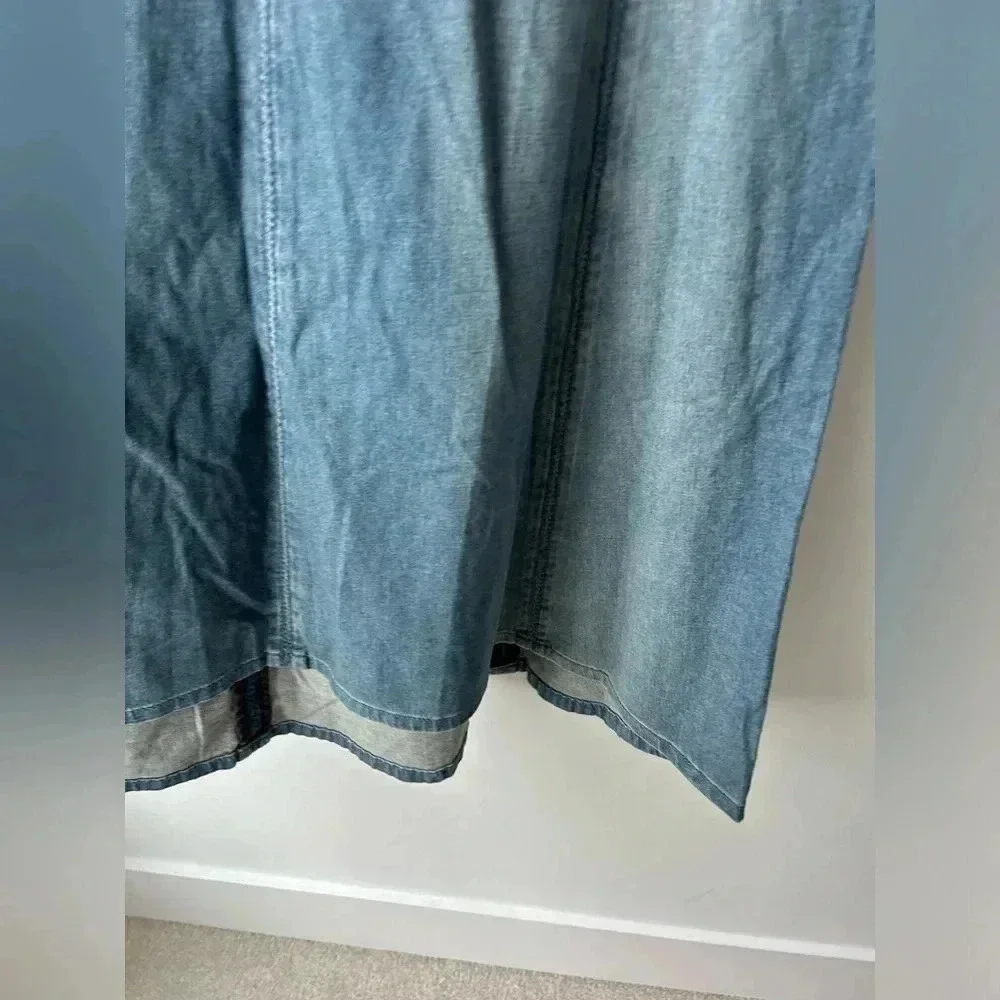 BCBGMAXAZRIA Y2K Panel Denim Maxi Skirt Stretch Waist Sculpted A-Line S/M - Picture 5 of 11